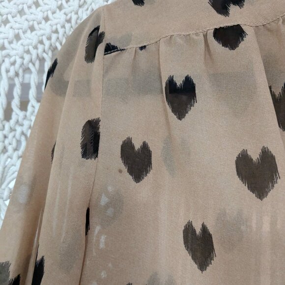 Fun 2 Fun Tan Heart Print Blouse - Picture 10 of 11